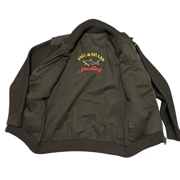 PAUL & SHARK Yachting MEN'S Black HEAVY WOOL KNIT REVERSIBLE JACKET Size XXL